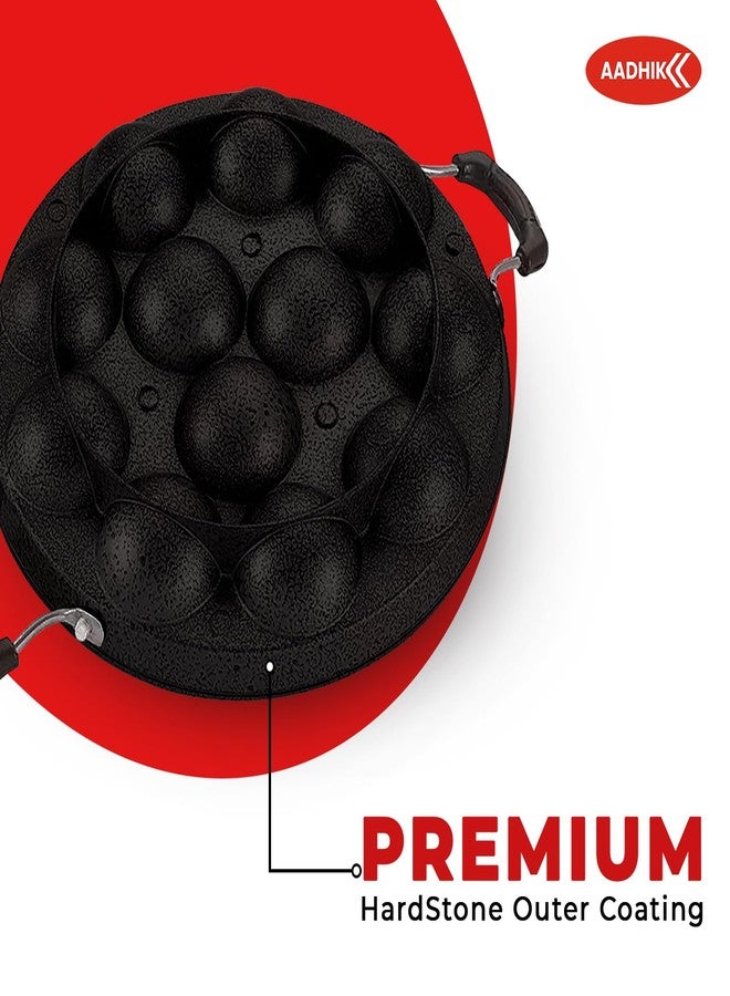 AADHIK Appam Pan with Lid 12 Cavity Appam Patra Non Stick Aluminium Appam Maker with Stainless Steel Lid, Kichen Essential Cooking Pan (Pack of 1,Black) - Image 5